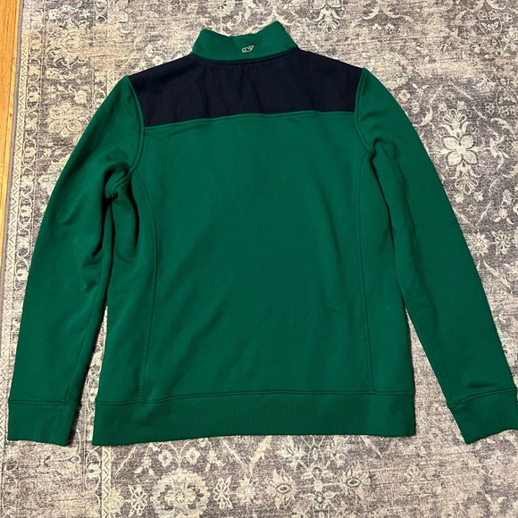 Women’s Vineyard Vines Shep quarter zip pull over, size large, green/navy. - Picture 3 of 4
